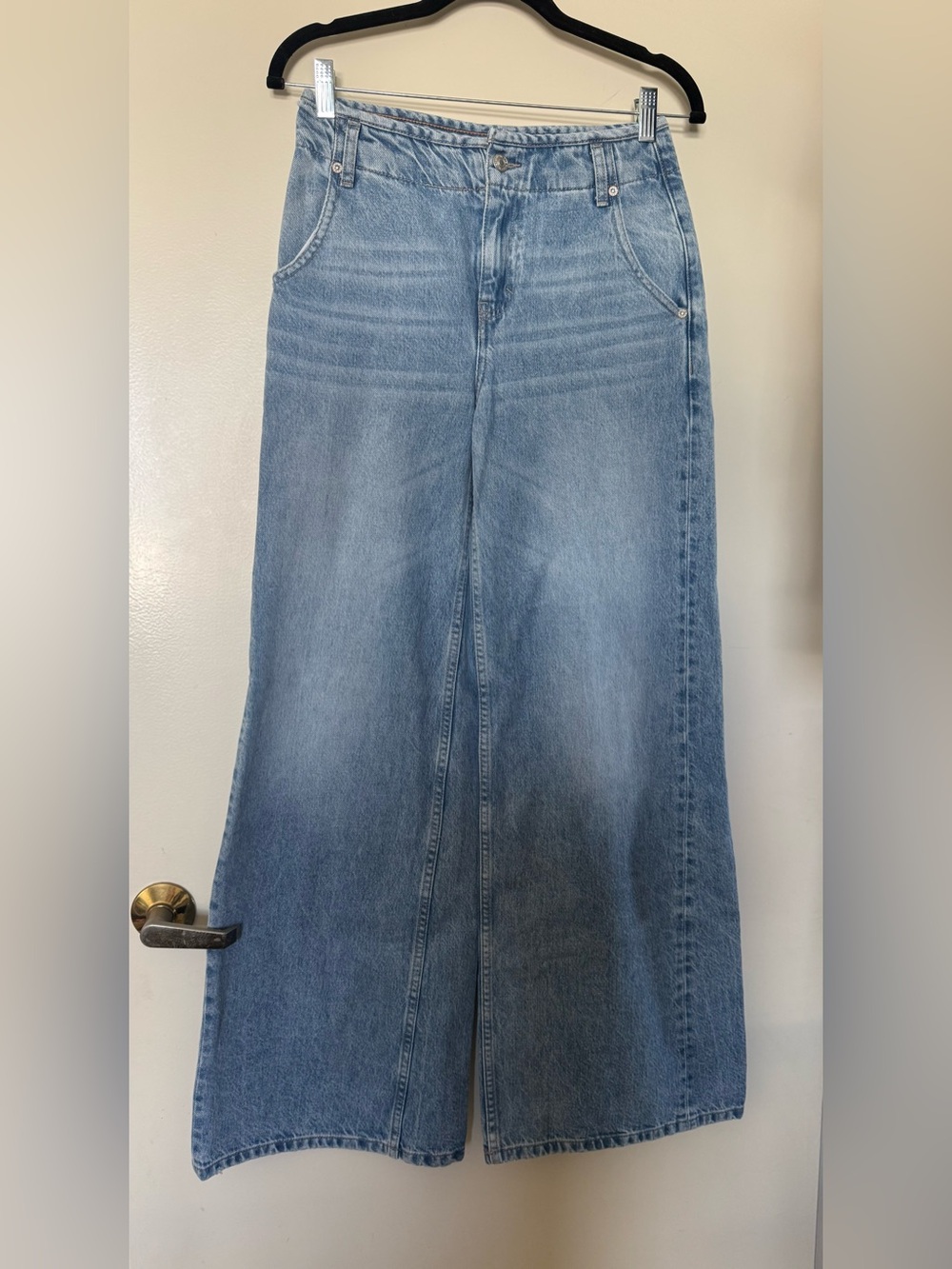We The Free Light Denim The Harlow Mid Rise Wide Leg Jeans Size 25 100% Cotton